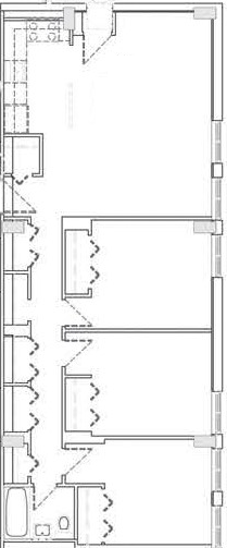 Floor plan for 3 beds, 1 bath, 976 sqft